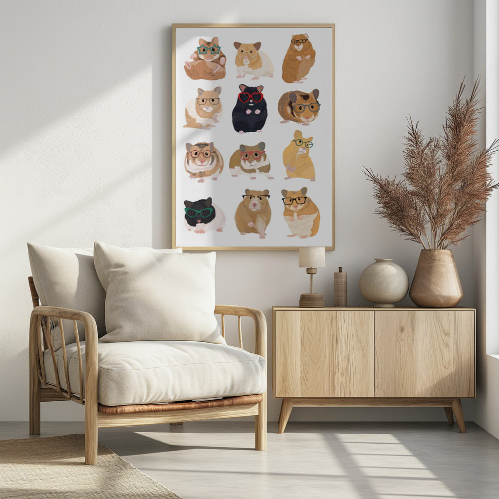 A1 Hamsters In Glasses - Poster / Art Print - interiör