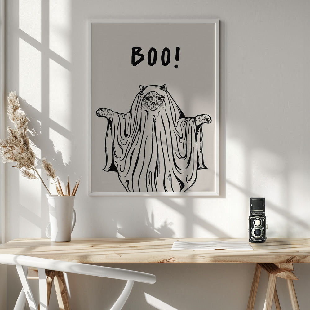 Boo! Ghost Cat - Poster / Art Print - interiör