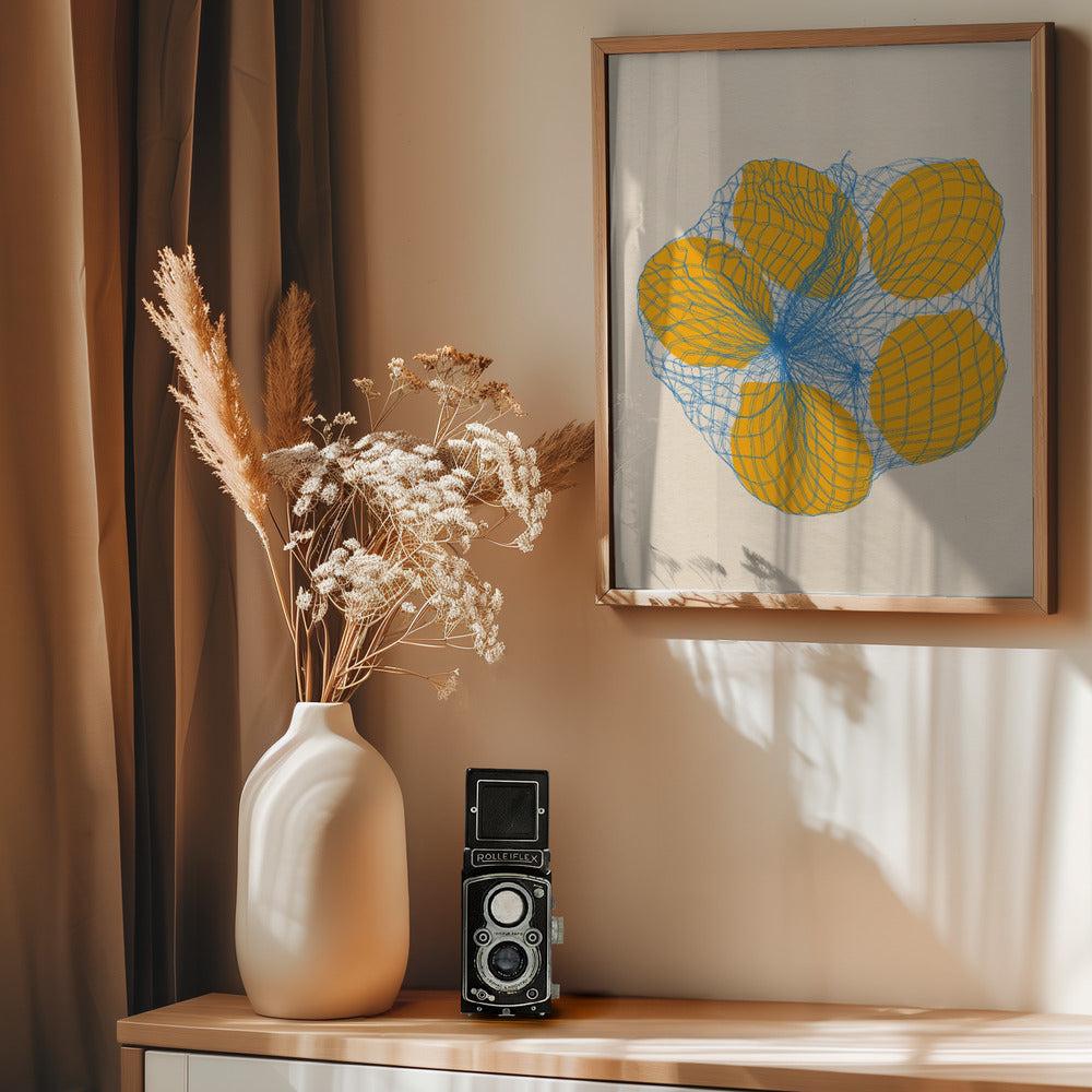Five Lemons In a Net Bag - Poster / Art Print - interiör
