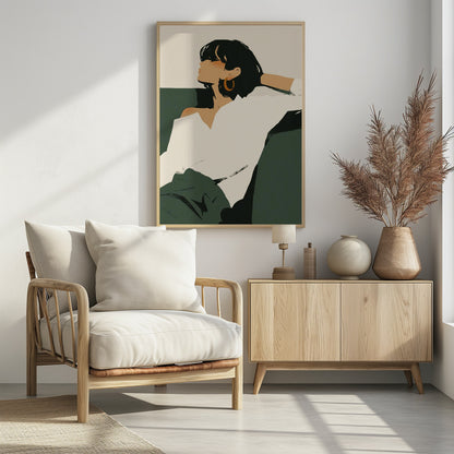 Relaxing woman - Poster / Art Print - interiör