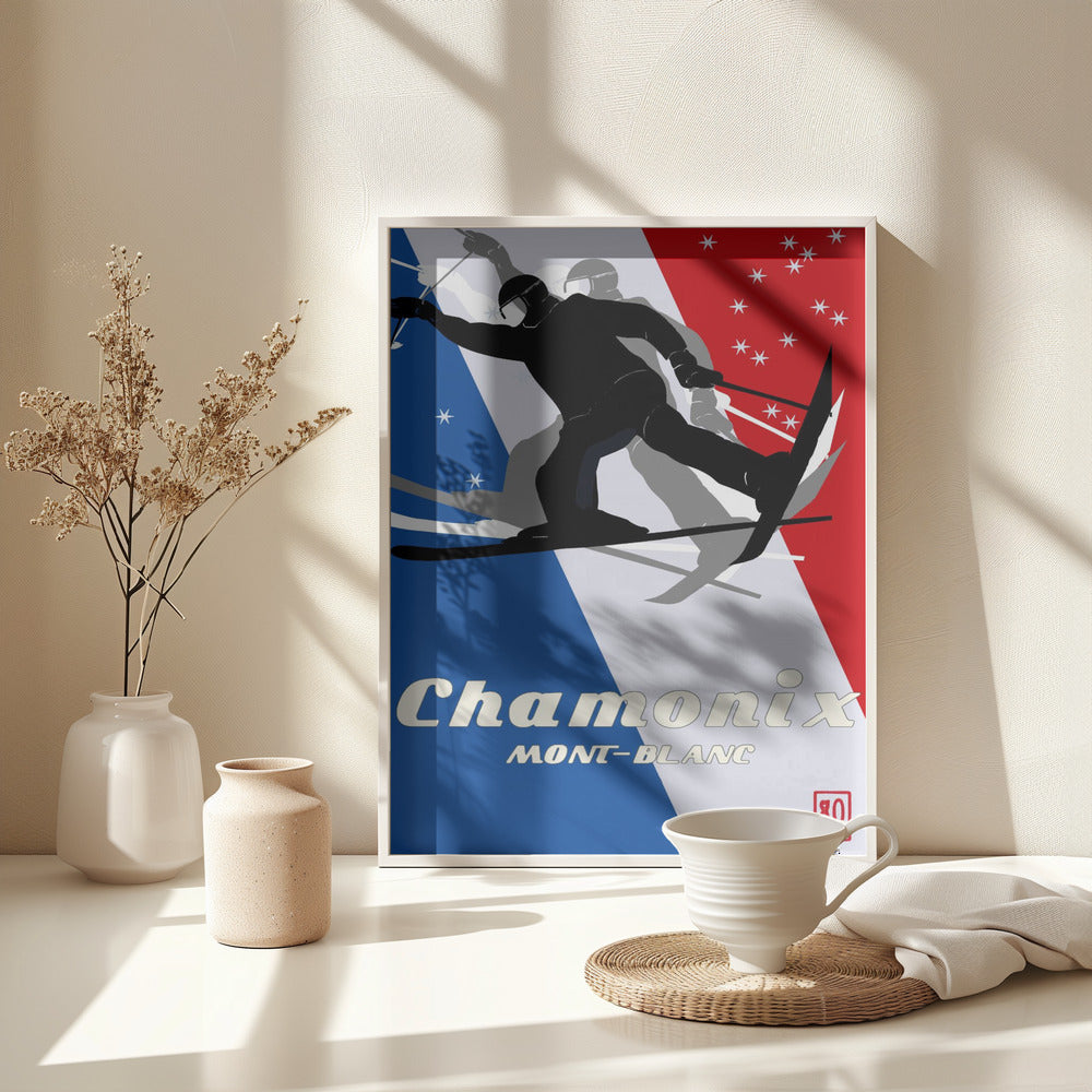 Winter Tourism: Vintage Mont Blanc Camonix - Poster / Art Print - interiör