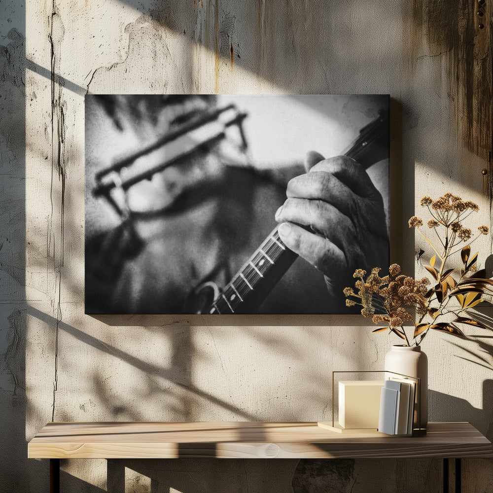 Wolf with mandolin and harmonica - Poster / Art Print - interiör