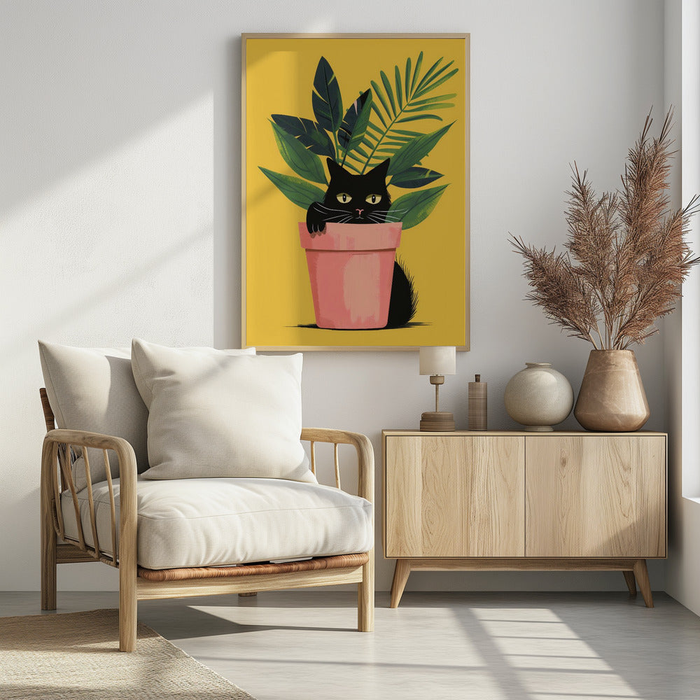 Cat In the Plant - Poster / Art Print - interiör