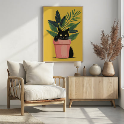 Cat In the Plant - Poster / Art Print - interiör