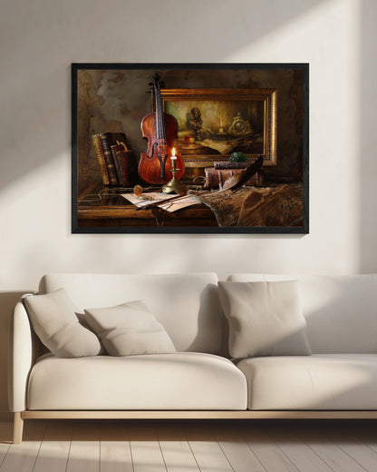 Still life with violin and painting - Poster / Art Print - interiör