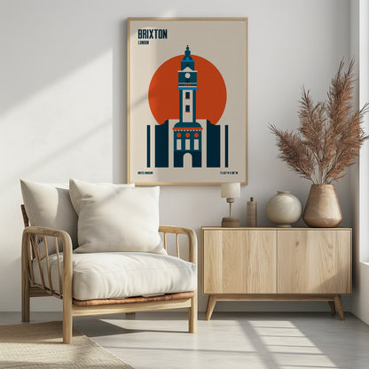 Brixton Tower Retro Travel Print - Poster / Art Print - interiör