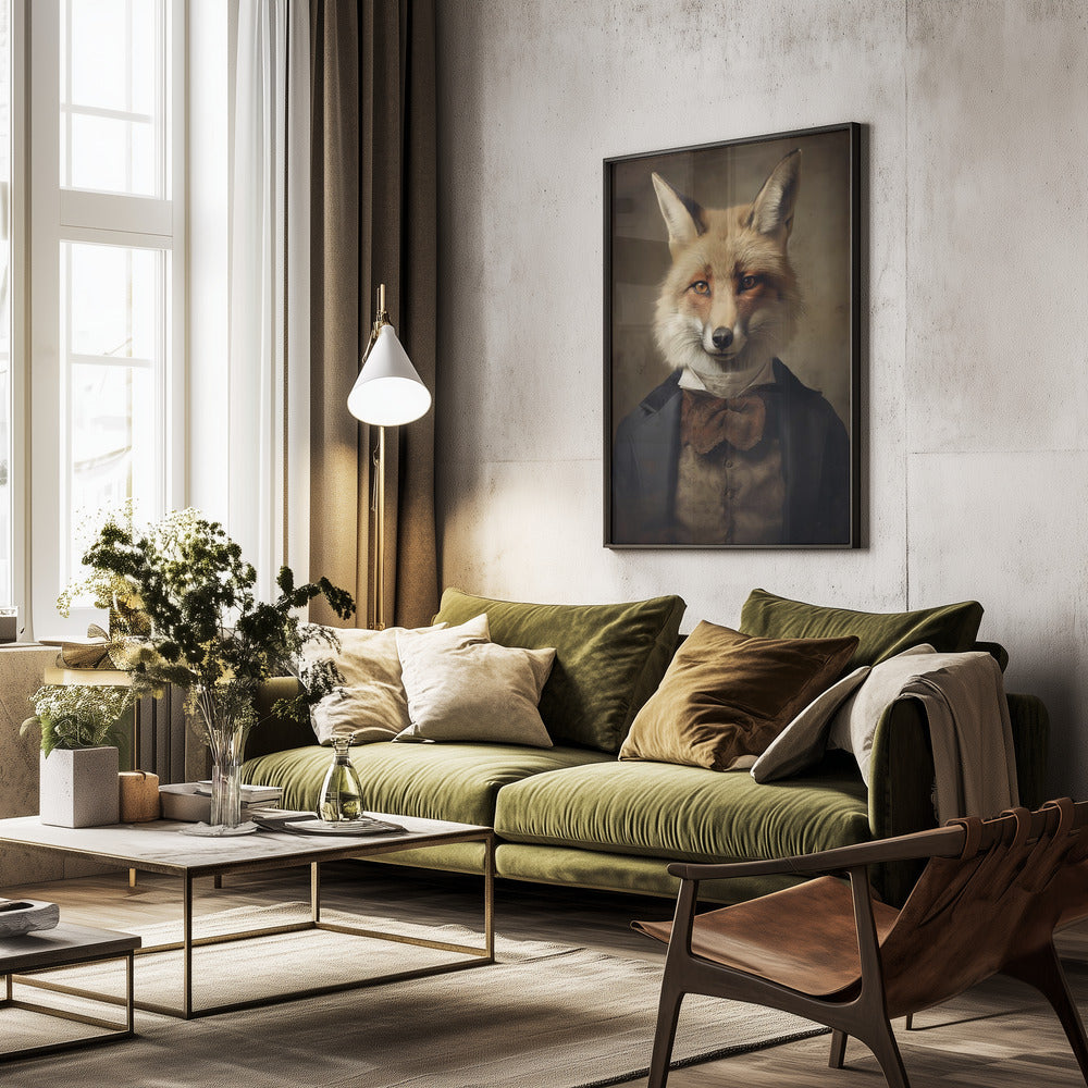 Dapper Fox Gentleman - Poster / Art Print - interiör