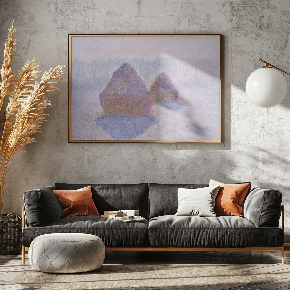 Haystacks (effect of Snow and Sun) (1891) By Claude Monet - Poster / Art Print - interiör