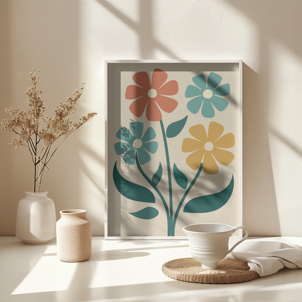 Boho Flowers Series No 4 - Poster / Art Print - interiör