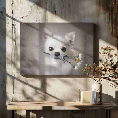 Chihuahua with flowers - Poster / Art Print - interiör
