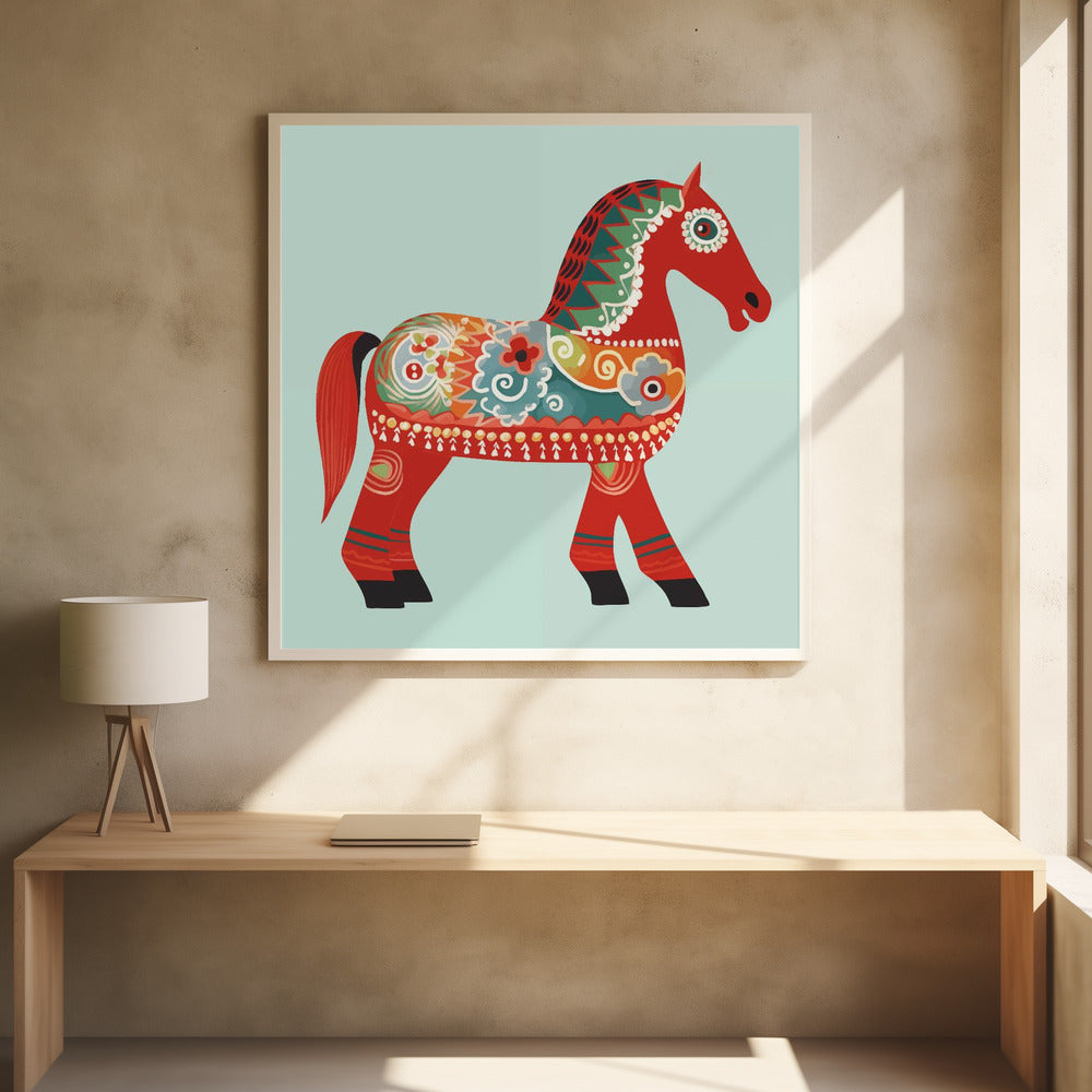 Dalahäst - nästan - Poster / Art Print - interiör