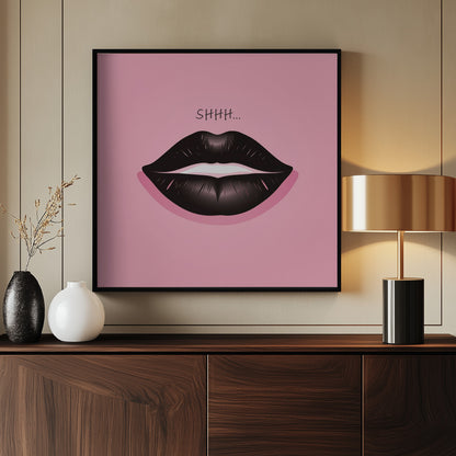 Lips In Black and Pink - Poster / Art Print - interiör