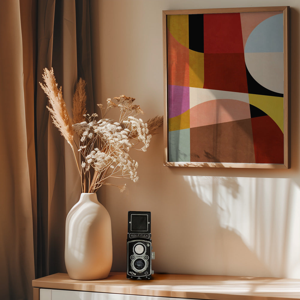 Warm Colors Bauhaus Geometry2 - Poster / Art Print - interiör