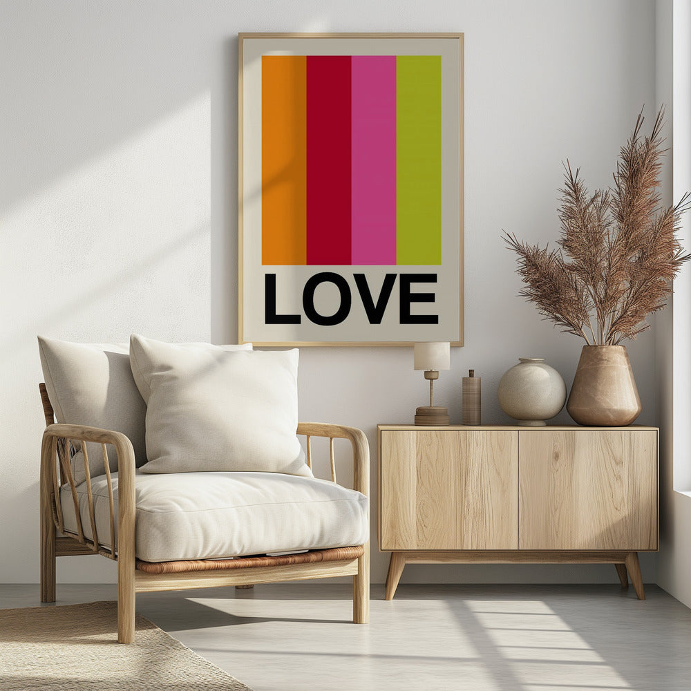 Retro Stripe LOVE Fruit - Poster / Art Print - interiör