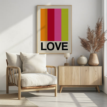 Retro Stripe LOVE Fruit - Poster / Art Print - interiör