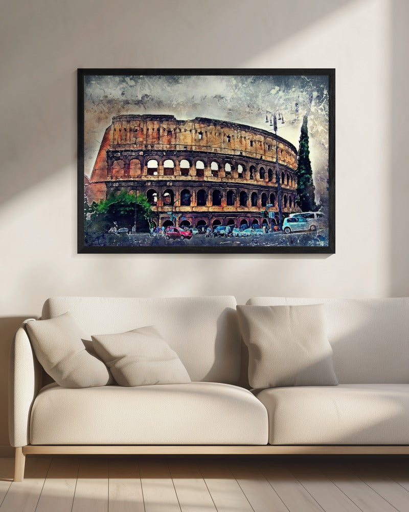 Rome Italy Colosseum Watercolor Art (2) - Poster / Art Print - interiör