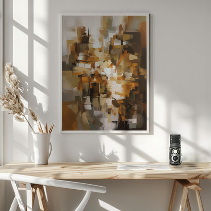 Abstract Patchwork In Earth Tones - Poster / Art Print - interiör