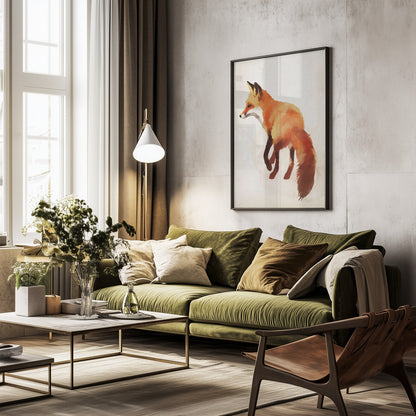 Red Fox Watercolor - Poster / Art Print - interiör