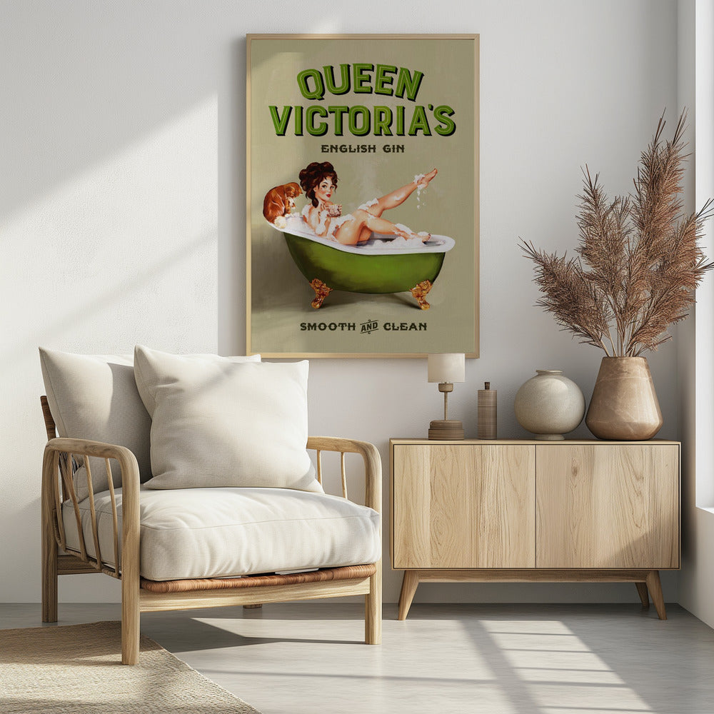 Queen Victoria English Gin Bath Pinup Girl - Poster / Art Print - interiör