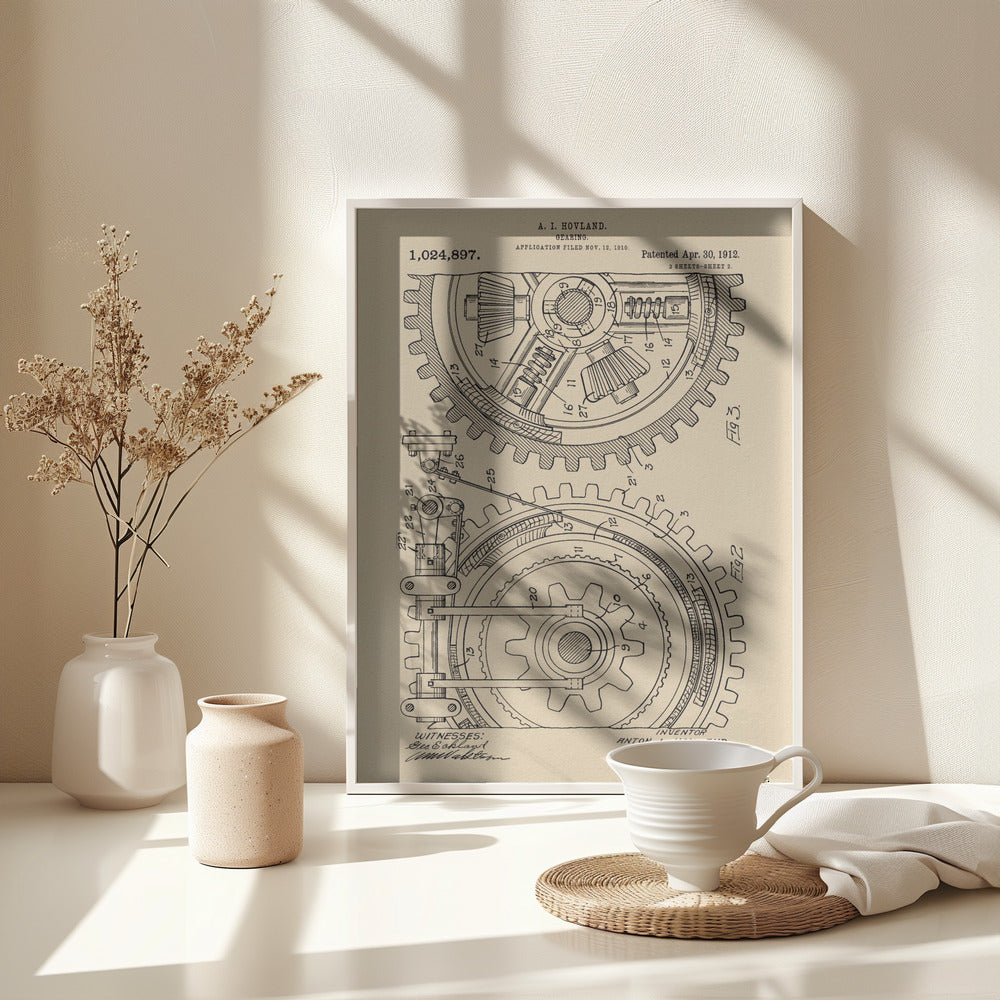Gearing Patent 1912 - Poster / Art Print - interiör