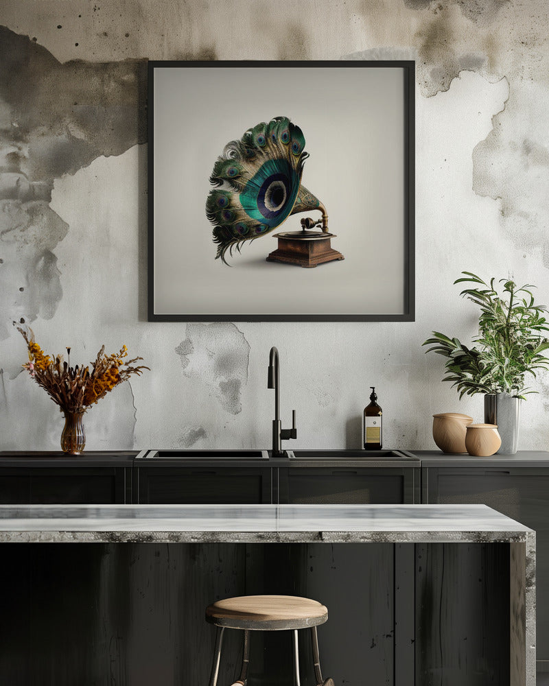 Peacock Gramaphone - Poster / Art Print - interiör