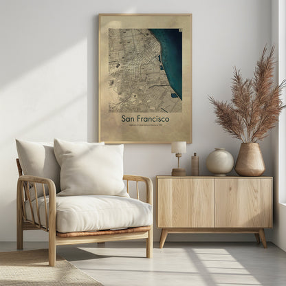 San Francisco retro karta - Poster / Art Print - interiör
