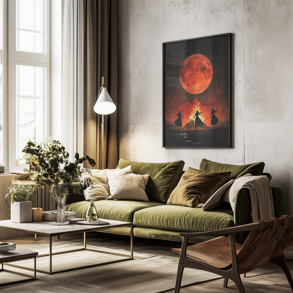 Dancing Witches Halloween Scene (1) - Poster / Art Print - interiör
