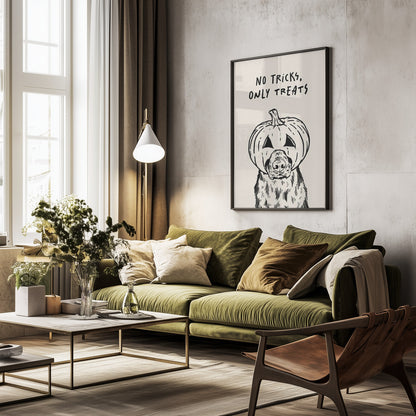 No Tricks Only Treats Pumpkin Dog - Poster / Art Print - interiör