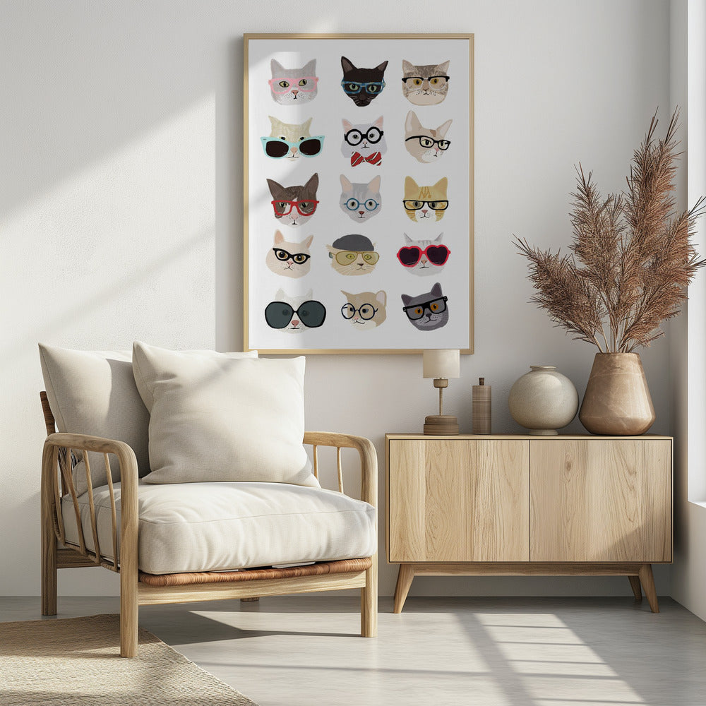 Cats With Glasses - Poster / Art Print - interiör