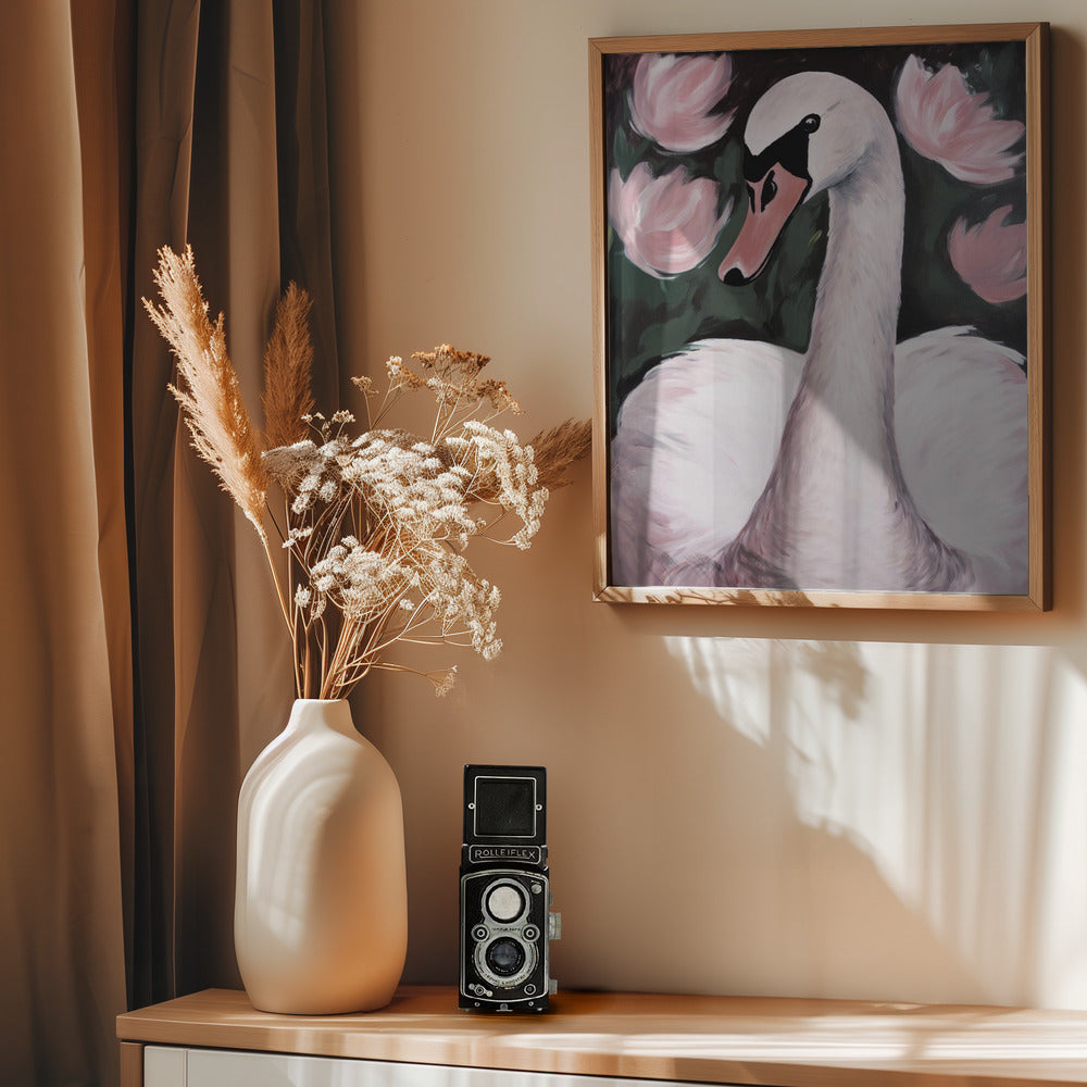 Swan In The Pond - Poster / Art Print - interiör