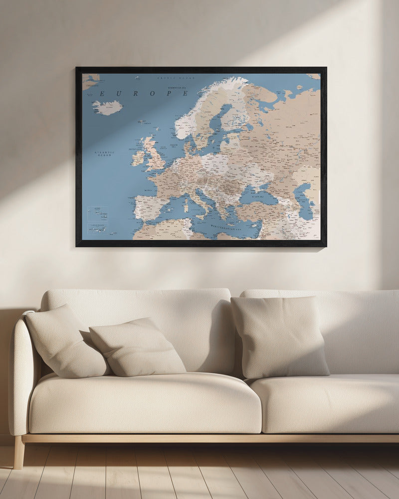 Amias detaljerade Europakarta - Poster / Art Print - interiör