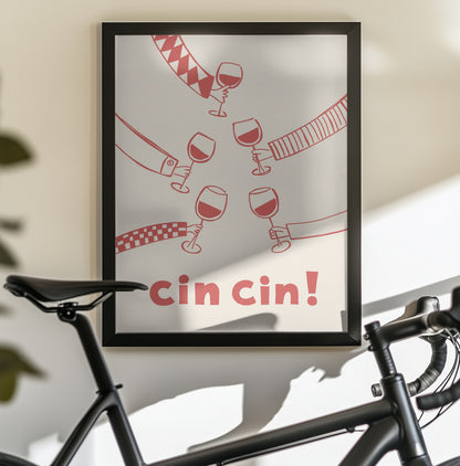 Cin cin! Wine Party with Friends - Poster / Art Print - interiör