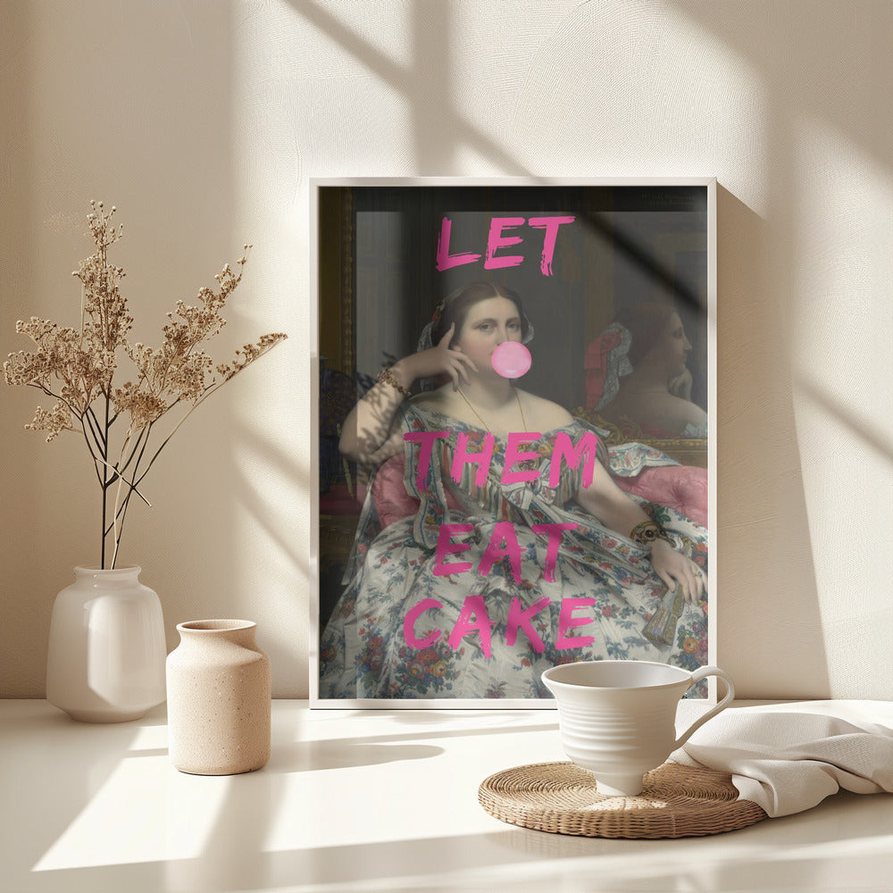 Let Them Eat Cake, Bubble Gum Vintage Portrait - Poster / Art Print - interiör