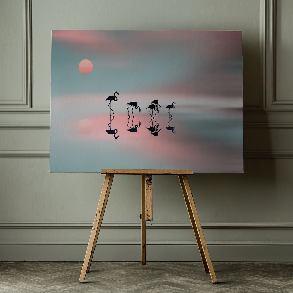 Family flamingos. - Poster / Art Print - interiör