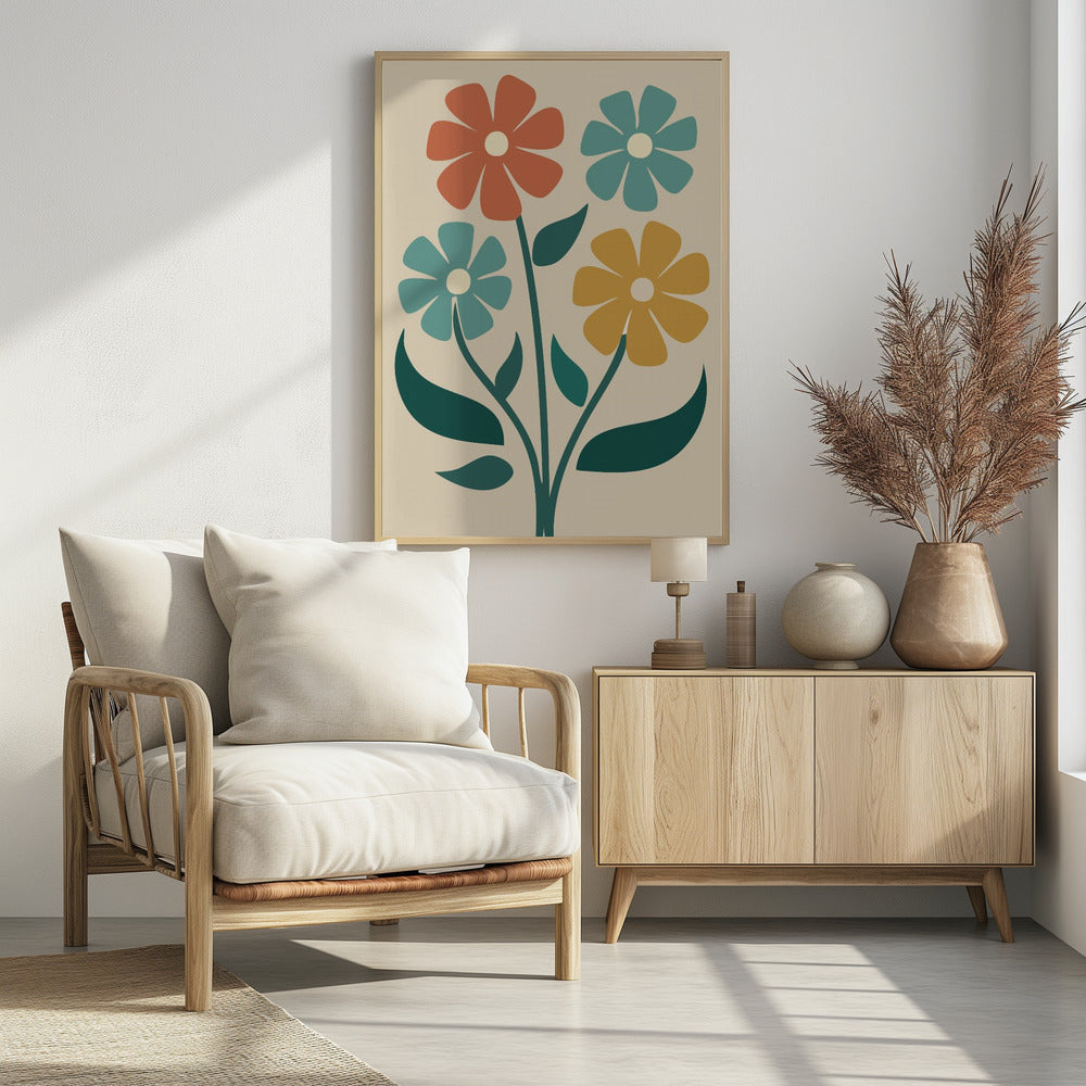 Boho Flowers Series No 4 - Poster / Art Print - interiör