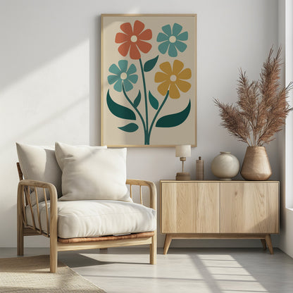 Boho Flowers Series No 4 - Poster / Art Print - interiör