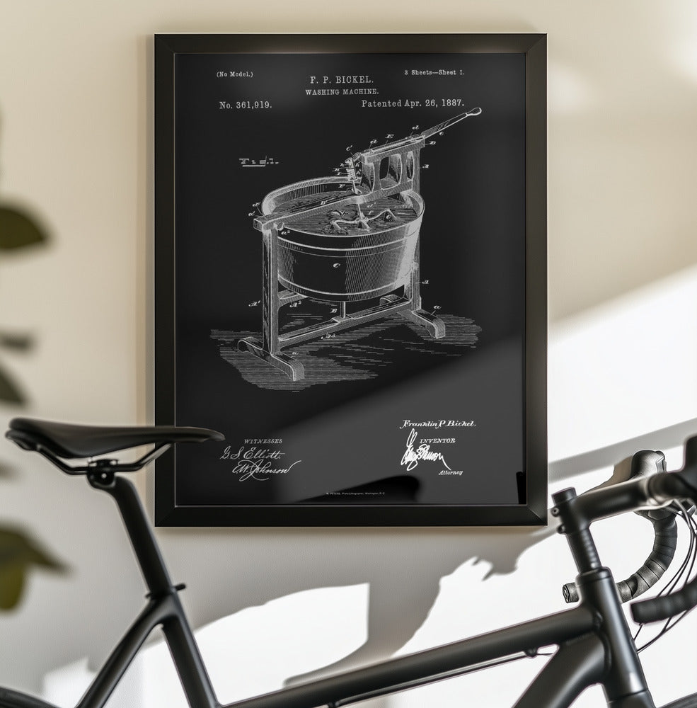 Washing Machine Patent 1887 - Poster / Art Print - interiör