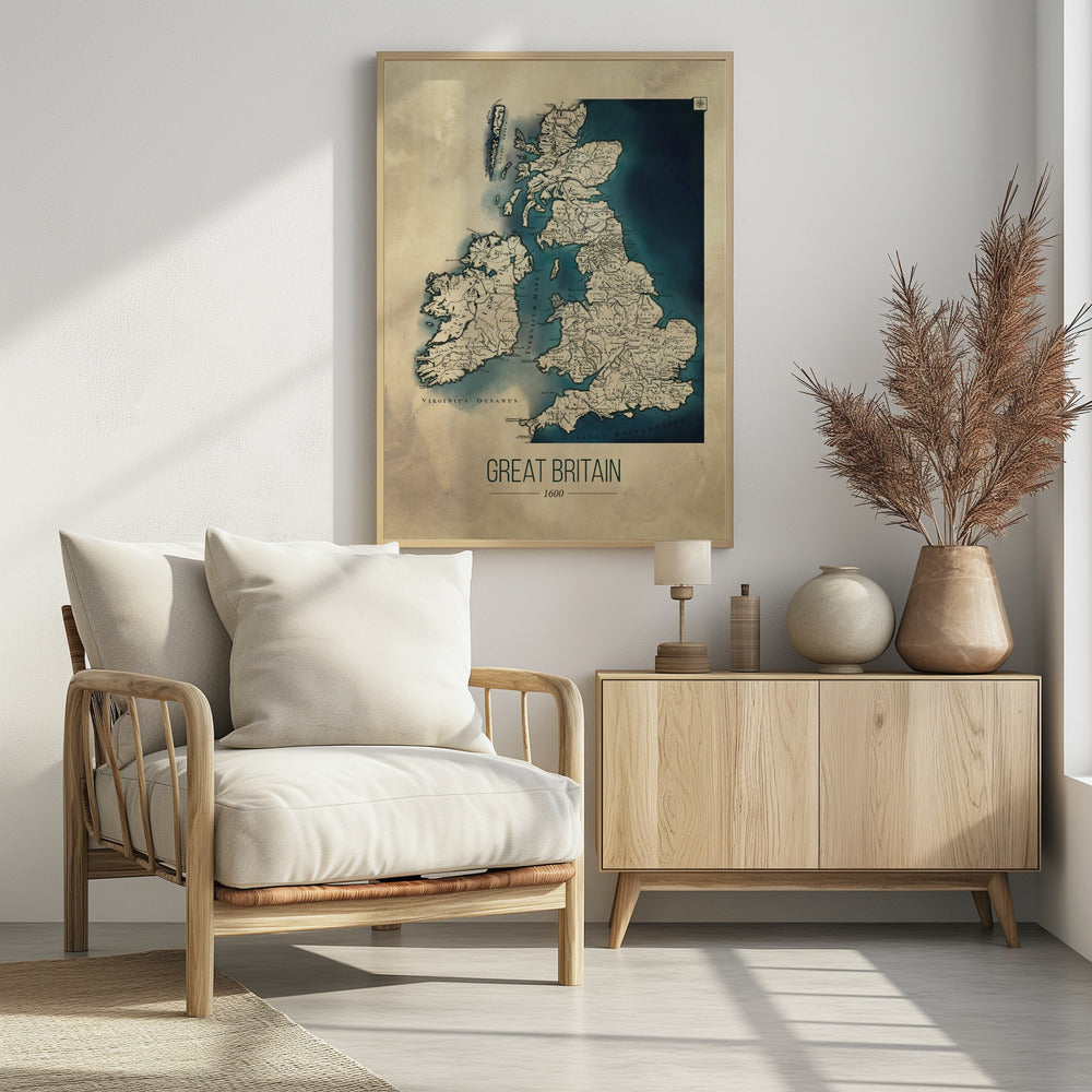 Storbritannien vintagekarta - Poster / Art Print - interiör