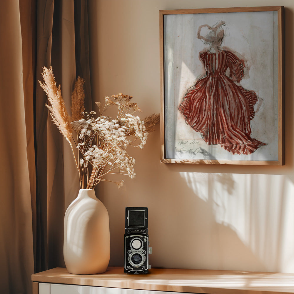 Woman In A Red Striped Dress - Poster / Art Print - interiör