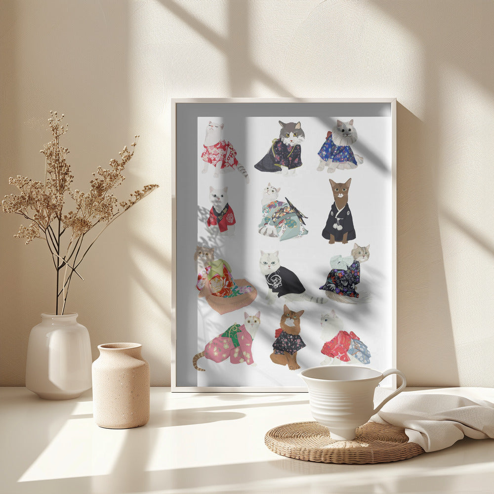 Cat In Kimono - Poster / Art Print - interiör