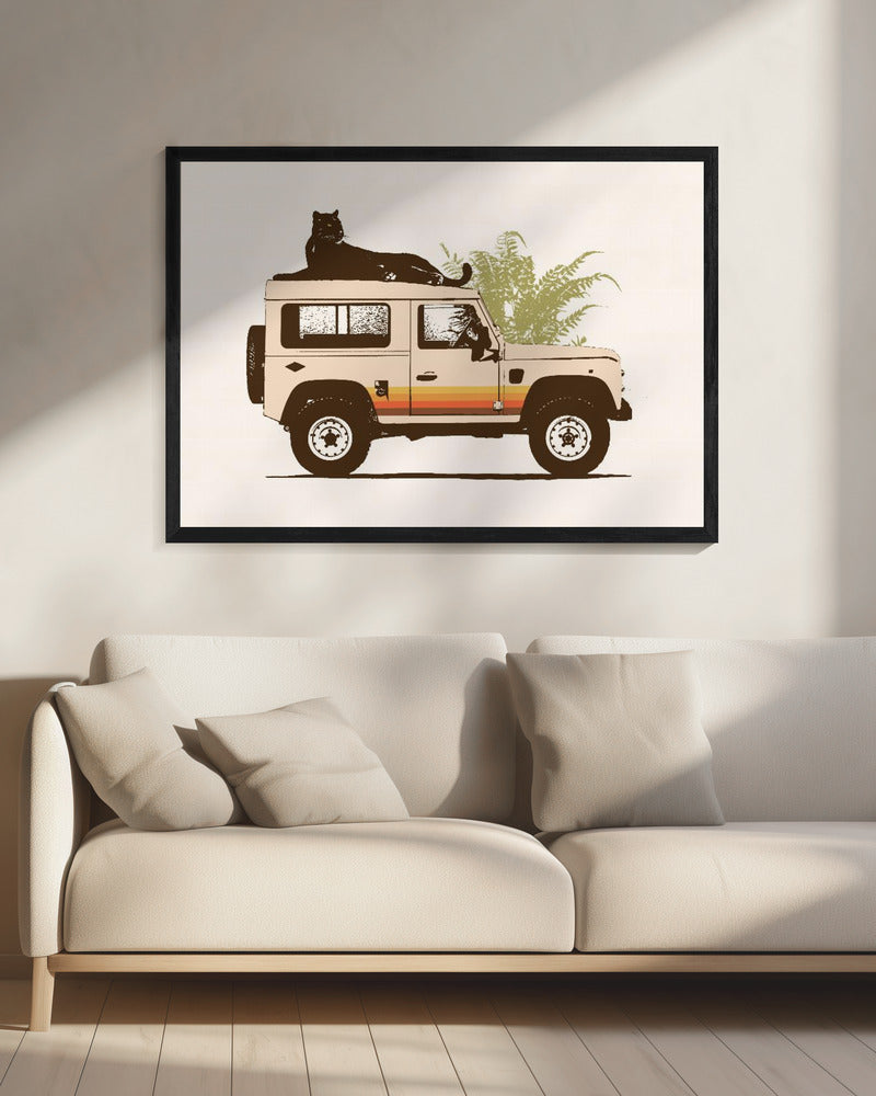Black Panther On Car - Poster / Art Print - interiör
