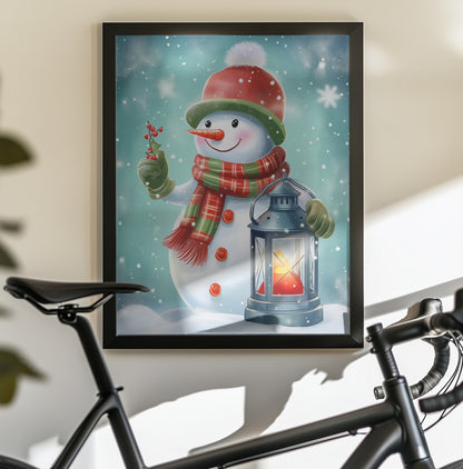 Cute Snowman No 2 - Poster / Art Print - interiör