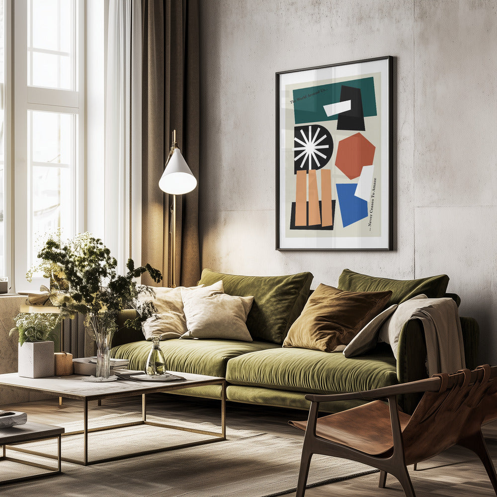 The World Around Us Greige - Poster / Art Print - interiör