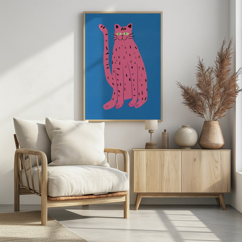 Pink cat - Poster / Art Print - interiör