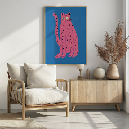 Pink cat - Poster / Art Print - interiör