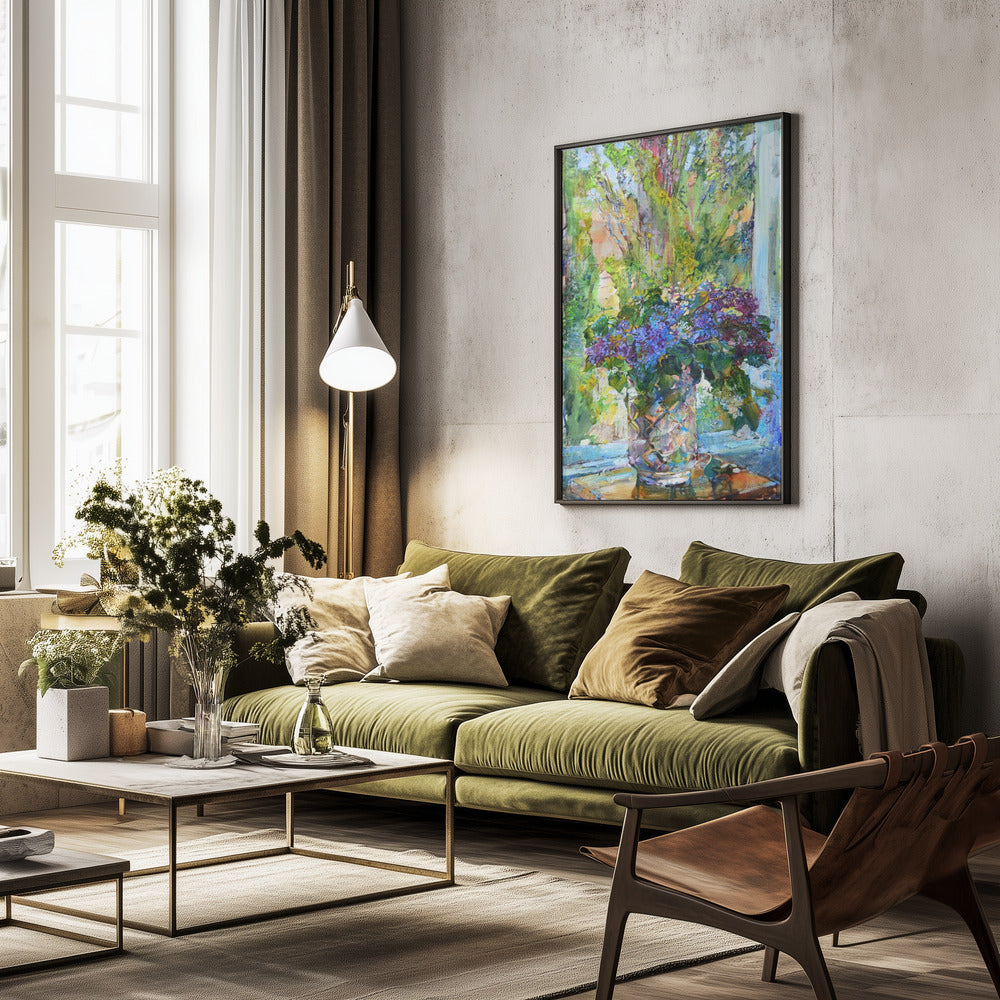 Blå blomster - Poster / Art Print - interiör