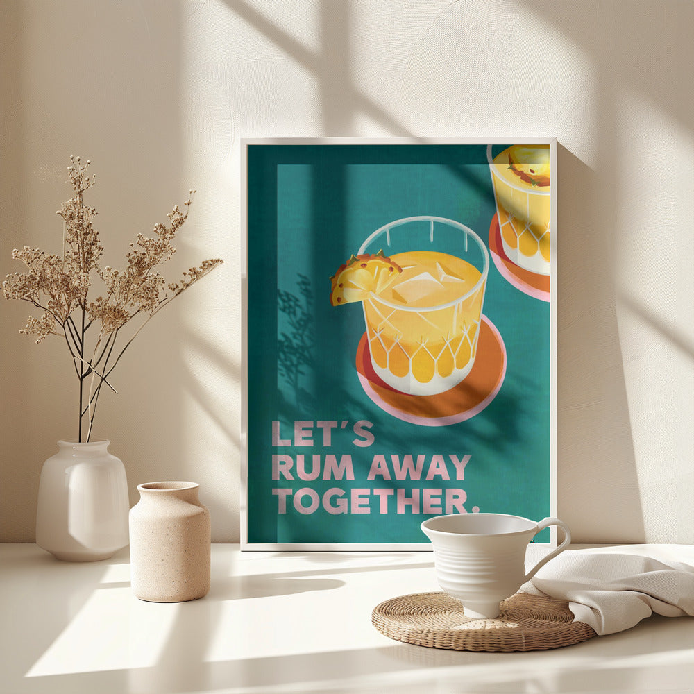 Rum Away Beach Bar Cocktail Art - Poster / Art Print - interiör