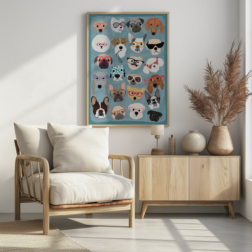 Puzzle Dogs In Glasses - Poster / Art Print - interiör