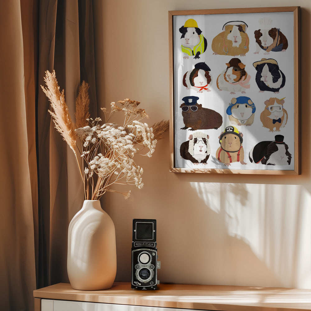 Guinea Pig Working Hr - Poster / Art Print - interiör