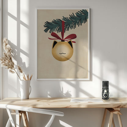 Meowry bauble godl/tan - Poster / Art Print - interiör